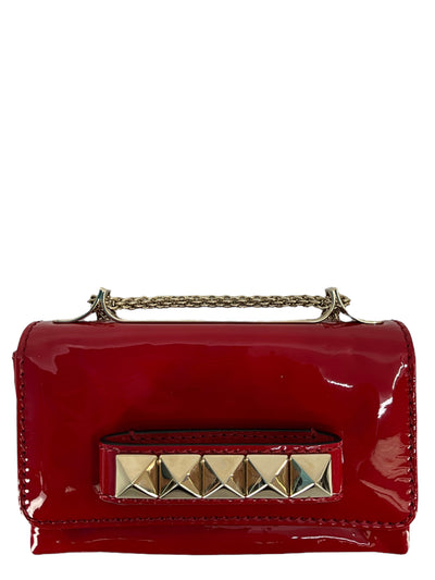 Valentino Red Patent Leather Rockstud Va Va Vroom Chain Clutch-Replica Designer Handbag Store
