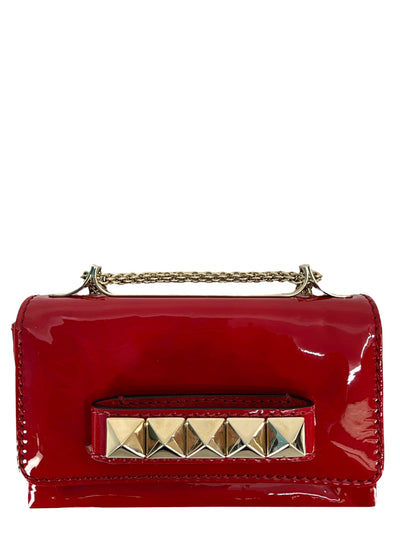 Valentino Red Patent Leather Rockstud Va Va Vroom Chain Clutch-Replica Designer Handbag Store
