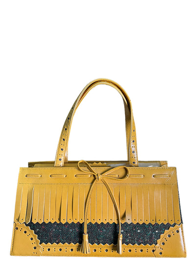 Moschino Yellow Fringe Leather Handbag-Replica Designer Handbag Store
