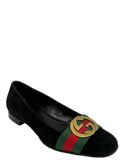 Gucci Black Velvet Flats size 8-Replica Designer Handbag Store
