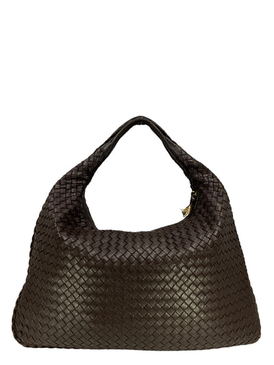 Bottega Veneta Espresso Intrecciato Nappa Leather Hobo Bag-Replica Designer Handbag Store
