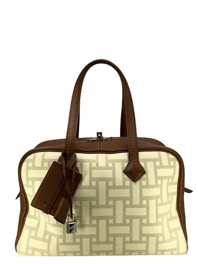 Hermes Victoria Printed Toile And Brown Leather Bag-Replica Designer Handbag Store
