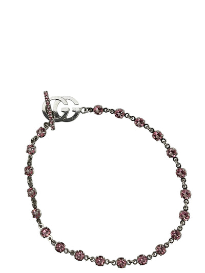 Gucci GG Running Pink Topaz Bracelet In 18K White Gold Size 6.5in-Replica Designer Handbag Store
