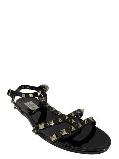 Valentino Black Patent Leather Rockstud Sandals Size 9-Replica Designer Handbag Store
