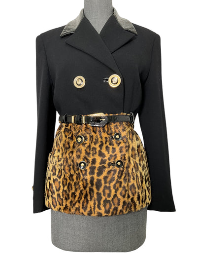 VERSACE Vintage Animal Print Double Breasted Skirt Suit Size S-Replica Designer Handbag Store
