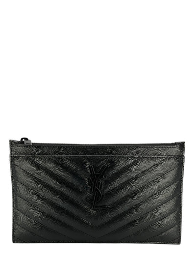 SAINT LAURENT Grain De Poudre Chevron Monogram Bill Pouch NEW-Replica Designer Handbag Store
