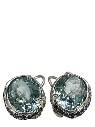 Seaman Schepps Gem Set 18k White Gold Cluster Earrings-Replica Designer Handbag Store
