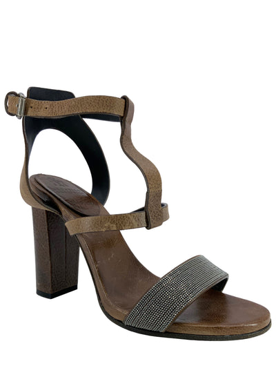 Brunello Cucinelli Monili T-Strap Strap Sandals Size 8-Replica Designer Handbag Store
