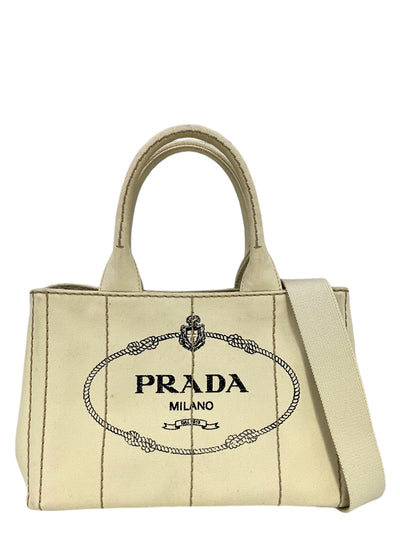 PRADA Canapa Convertible Canvas Small Tote-Replica Designer Handbag Store
