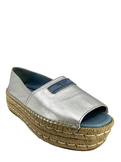 PRADA Metallic Double-Sole Espadrille Sandals Size 8-Replica Designer Handbag Store
