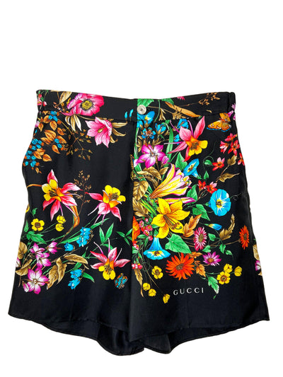 GUCCI Flora Printed Silk Shorts Size S-Replica Designer Handbag Store
