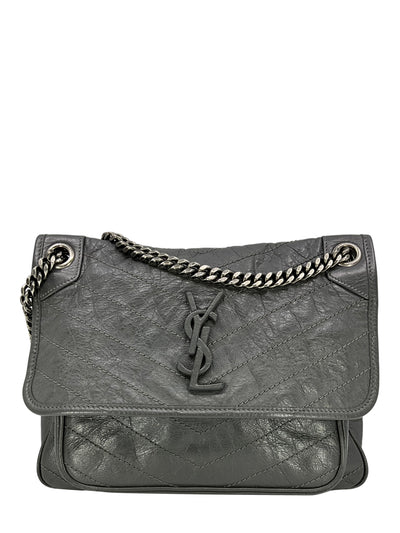 SAINT LAURENT Crinkled Calfskin Monogram Niki Medium Chain Bag-Replica Designer Handbag Store
