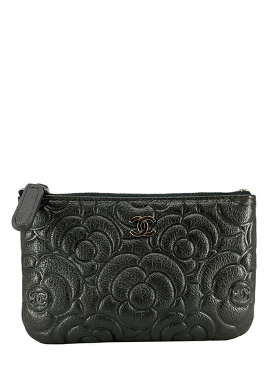 CHANEL Camellia Embossed Lambskin Leather Zip Coin Pouch Wallet-Replica Designer Handbag Store
