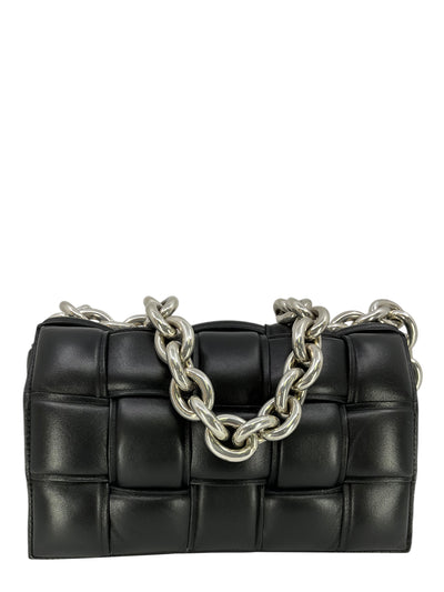 Bottega Veneta Woven Leather Maxi Weave Padded Cassette Chain Bag-Replica Designer Handbag Store
