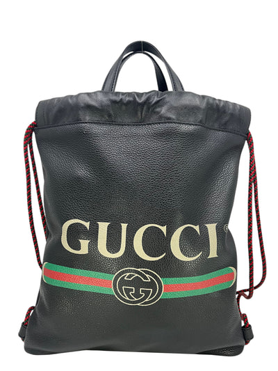 Gucci Logo Print Calfskin Leather Drawstring Backpack Bag-Replica Designer Handbag Store
