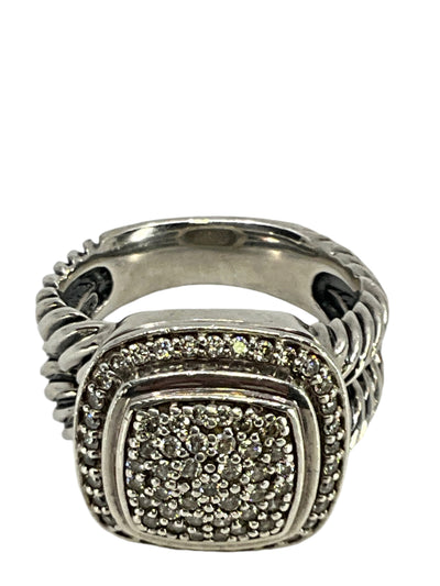 David Yurman Sterling Silver 11mm Diamond Albion Ring Size 7.5-Replica Designer Handbag Store
