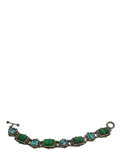 Stephen Dweck Oxidized Silver Carved Precious Stone Bracelet-Replica Designer Handbag Store
