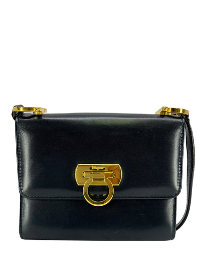 Salvatore Ferragamo Vintage Gancini Leather Flap Crossbody Bag-Replica Designer Handbag Store
