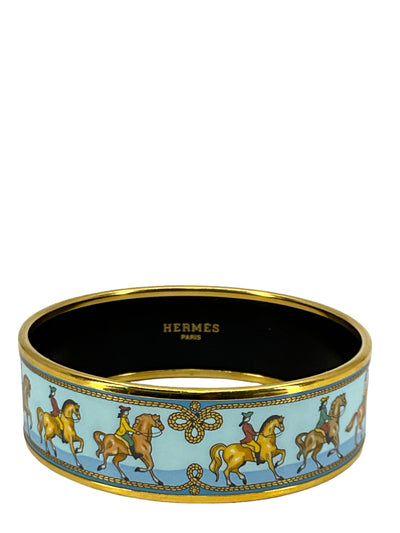 Hermes Printed Enamel Equestrian Horse Rider Wide Bracelet 65-Replica Designer Handbag Store
