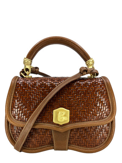 Barry Kieselstein-Cord Woven Leather Dog Head Satchel Bag with Strap-Replica Designer Handbag Store
