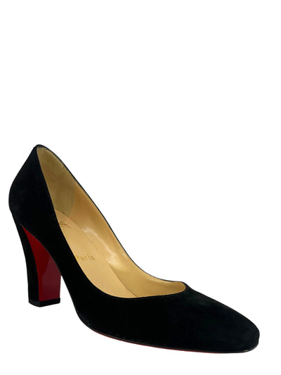 Christian Louboutin Suede Square Toe Block-Heel Pumps Size 7-Replica Designer Handbag Store
