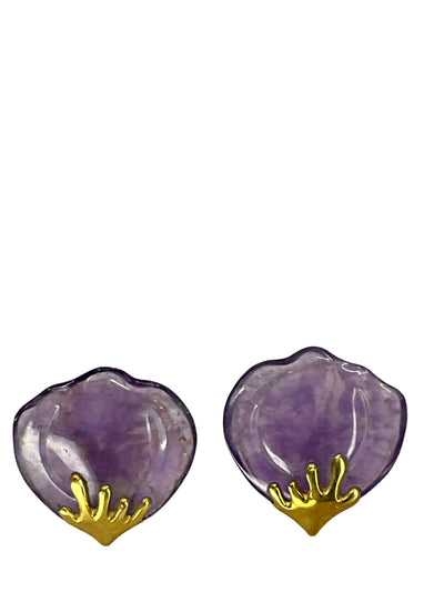 Tiffany 
Co. Angela Cummings 18K Yellow Gold Purple Amethyst Petals Earrings-Replica Designer Handbag Store
