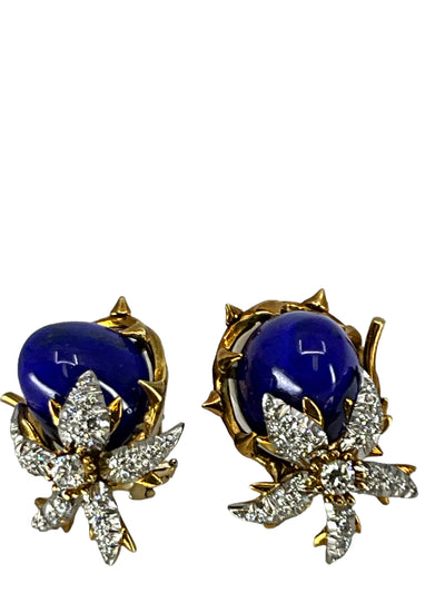 Tiffany 
Co. Jean Schlumberger Lapis Lazuli Diamond Earrings-Replica Designer Handbag Store
