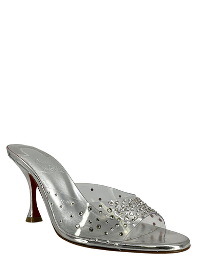 CHRISTIAN LOUBOUTIN Degramule Strass 85 Crystal-Embellished PVC Mules Size 6.5 NEW-Replica Designer Handbag Store
