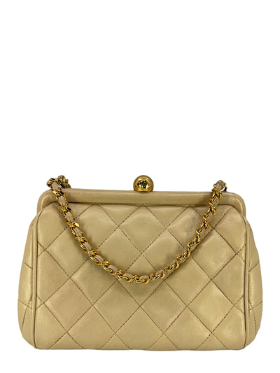 CHANEL Vintage Quilted Leather Mini Kiss Lock Framed Crossbody Bag-Replica Designer Handbag Store
