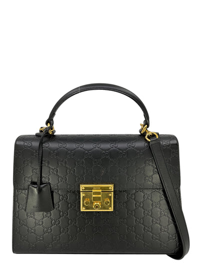 GUCCI Monogram Guccissima Calfskin Medium Padlock Top Handle Bag-Replica Designer Handbag Store
