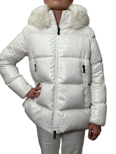 MONCLER Quilted Down Puffy Coat with Fur Trim Size L NEW-Replica Designer Handbag Store
