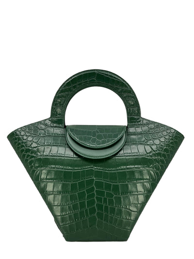 BOTTEGA VENETA Calfskin Crocodile Embossed Doll Top Handle Bag NEW-Replica Designer Handbag Store
