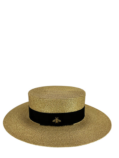 GUCCI Grosgrain-Trimmed Glittered Straw Hat NEW-Replica Designer Handbag Store
