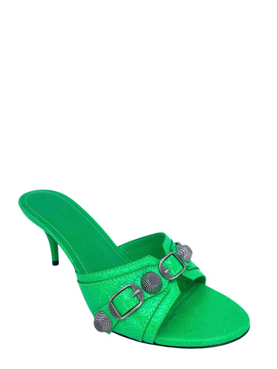 Balenciaga Cagole Embellished Green Leather Mules Size 7-Replica Designer Handbag Store
