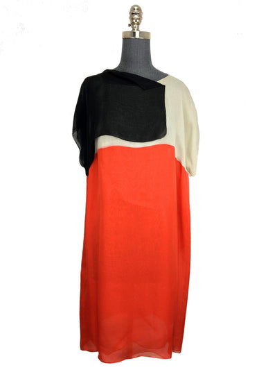 Bottega Veneta Color-Block Silk-Chiffon Dress Size L-Replica Designer Handbag Store
