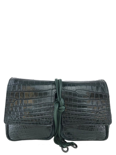 Bottega Veneta Dark Green Crocodile Flap Bag NEW-Replica Designer Handbag Store
