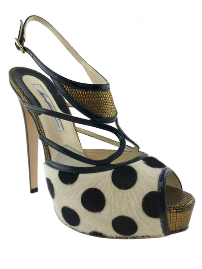 Brian Atwood Aura Polka-Dot Calf Hair Sandals Size 9.5-Replica Designer Handbag Store
