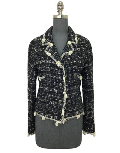 Chanel Textured Tweed Jacket with Fringe Size M-Replica Designer Handbag Store
