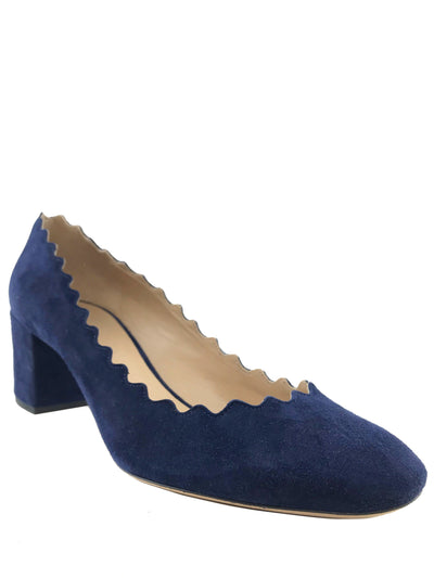 Chloe Lauren Scalloped Suede Block-Heel Pump-Replica Designer Handbag Store
