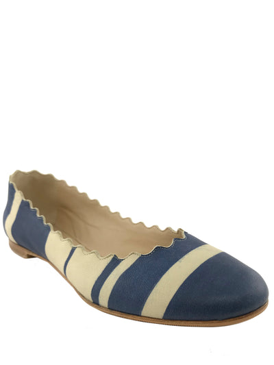 Chloe Lauren Striped Leather Ballet Flats Size 7.5-Replica Designer Handbag Store
