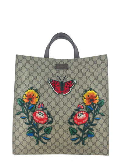 Gucci Floral Embroidered Soft GG Supreme Tote NEW-Replica Designer Handbag Store
