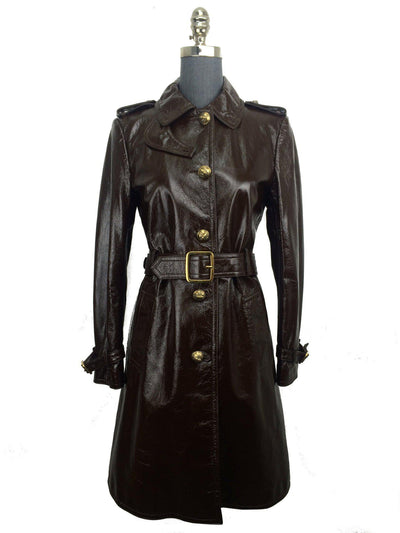 Gucci Light Patent Leather Belted Trench Coat Size M-Replica Designer Handbag Store
