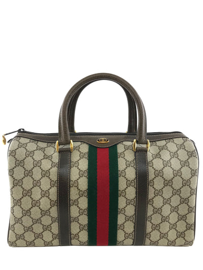 Gucci Monogram Boston Web Medium Satchel Bag-Replica Designer Handbag Store
