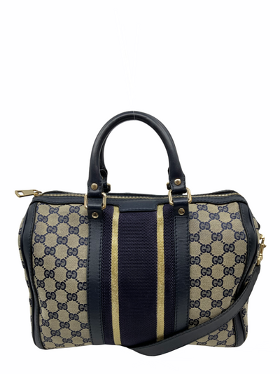 Gucci Monogram Canvas Web Boston Bag with Shoulder Strap-Replica Designer Handbag Store
