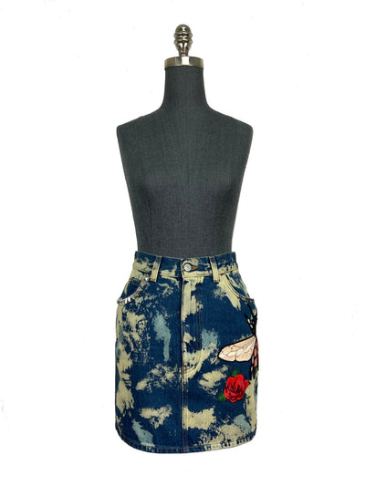 Gucci Printed Bee Denim Jean Skirt Size XS-Replica Designer Handbag Store
