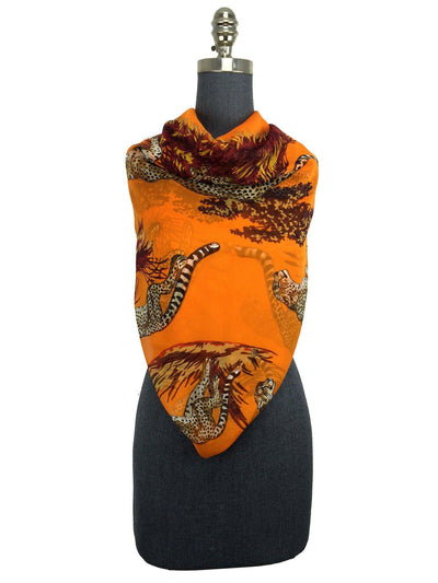 Hermes Giant Silk Mousseline Chiffon Guepards GM Shawl Scarf-Replica Designer Handbag Store
