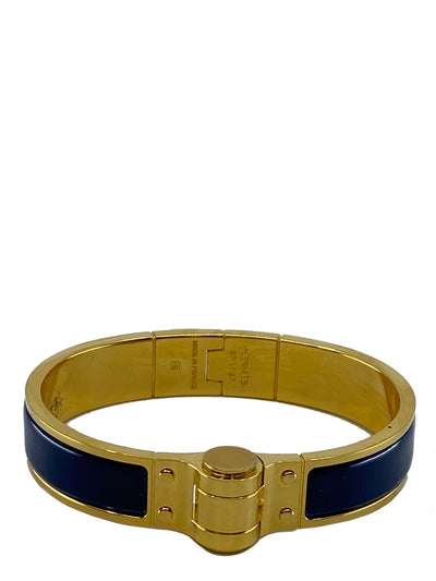 Hermes Navy Enamel Hinged Bracelet-Replica Designer Handbag Store
