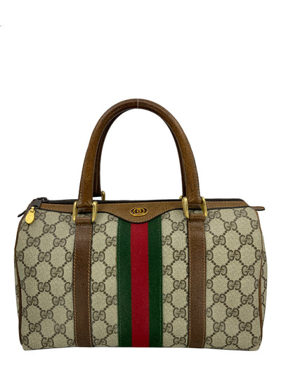 Gucci Vintage Boston Sherry Line Monogram Canvas Small Satchel Bag-Replica Designer Handbag Store
