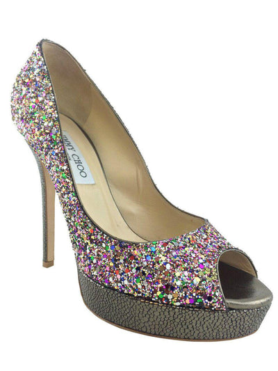 Jimmy Choo Crown Glitter Platform Pumps Size 8-Replica Designer Handbag Store
