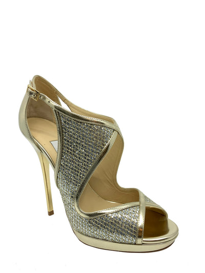 Jimmy Choo Metallic Sequin Glitter Platform Pumps Size 7.5-Replica Designer Handbag Store
